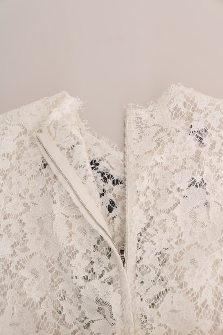 White Crystal Embellished Lace Blouse - Image 7