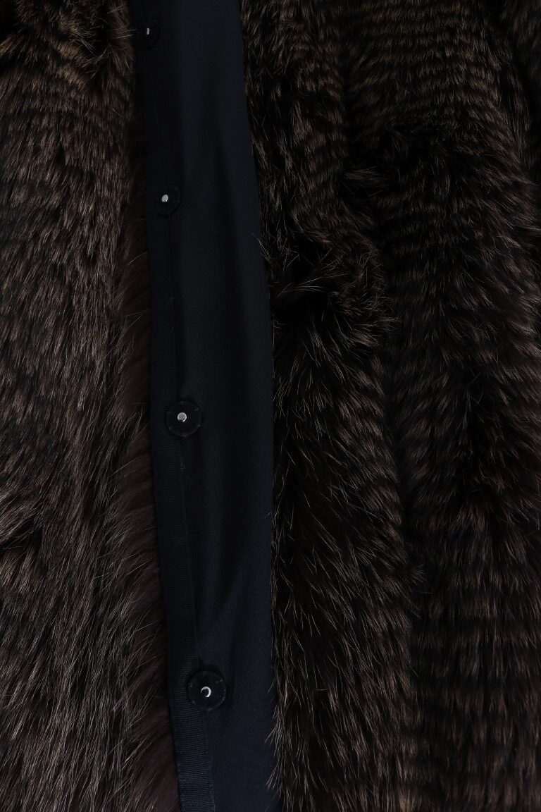 Brown Raccoon Fur Coat Jacket - Image 5