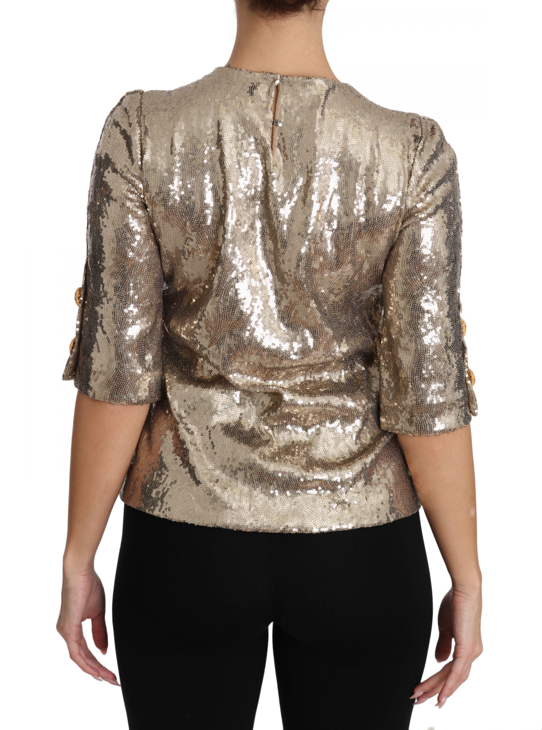 Gold Sequined Parrot Crystal Blouse - Image 2