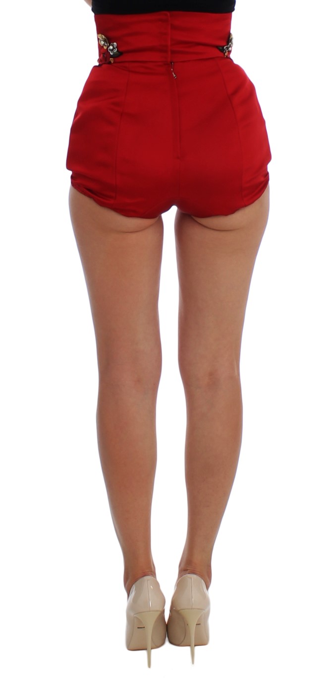 Red Silk Crystal Roses Shorts - Image 2