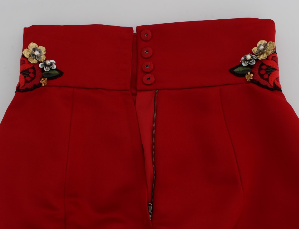 Red Silk Crystal Roses Shorts - Image 5