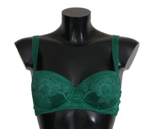 Green Silk Stretch Floral Lace Bra Underwear