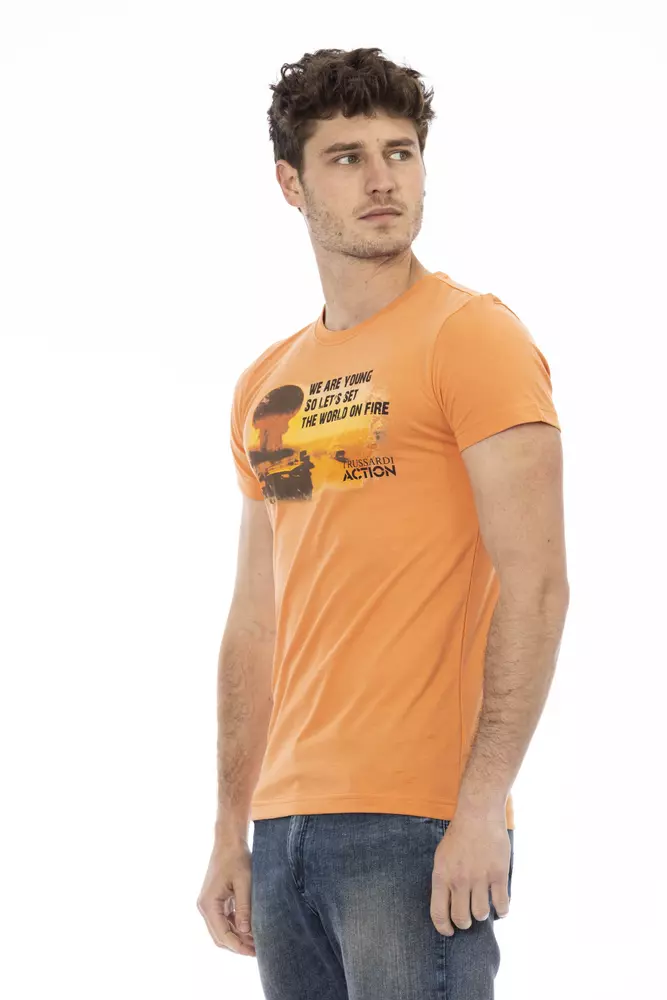 Orange Cotton Men T-Shirt - Image 2