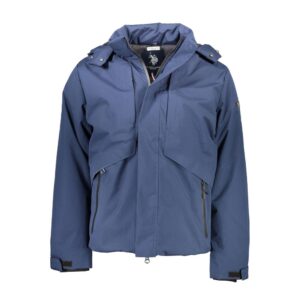 Blue Polyester Men Jacket